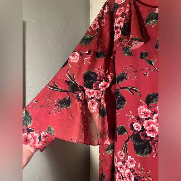 Eloquii Red Rose Floral Drape Midi Dress - PLUS Size 24 - Picture 4 of 8